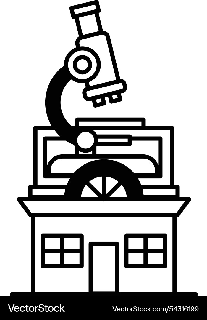 A colorful building with microscope on top A colorful building with microscope on top Vector Image