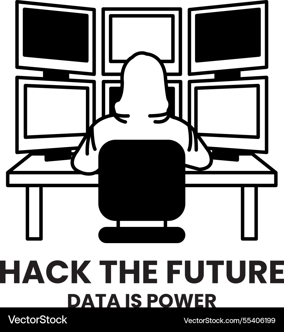 A man in hoodie is hacking into computer A man in hoodie is hacking into computer vector image