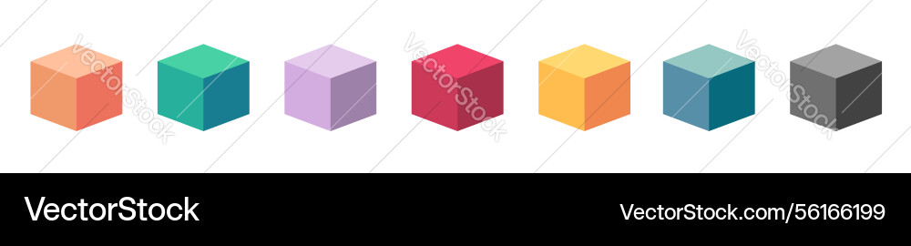 Cube block 3d icon element isolated set graphic Cube block 3d icon element isolated set graphic vector image