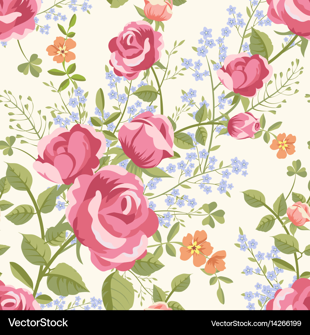 Floral Bouquet Seamless Pattern vector image