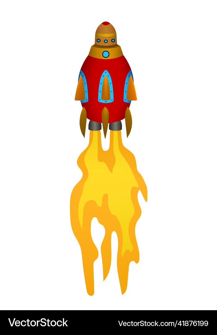 Flying rocket in a simple Flying rocket in a simple vector image