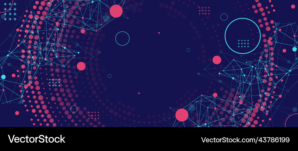 Halftone science background with connecting dots vector image