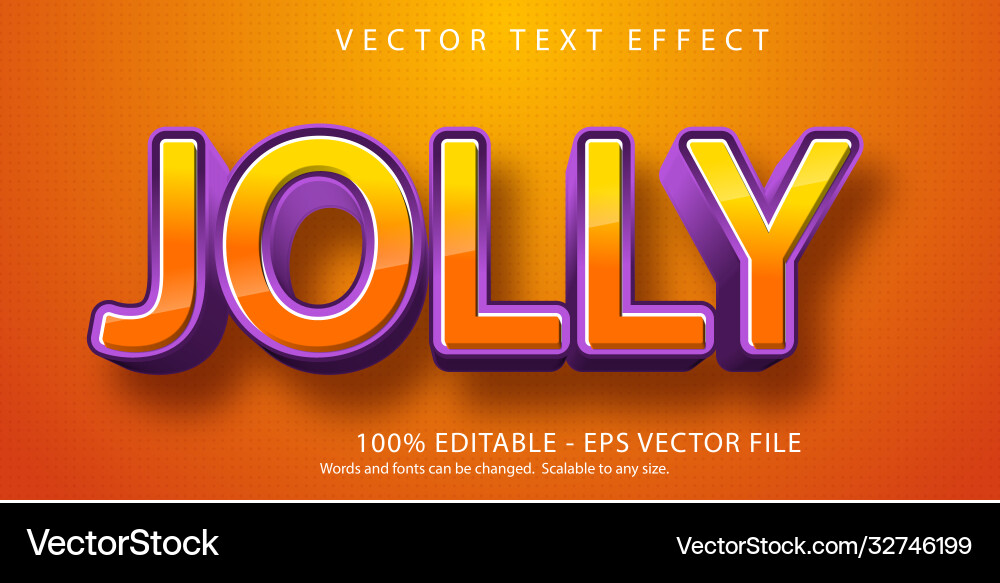 Jolly text 3d editable effect Vector Image