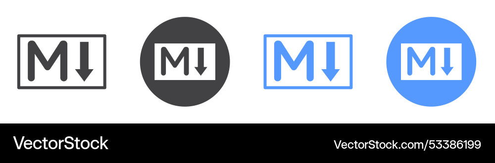 Markdown icon flat line symbol set Markdown icon flat line symbol set vector image