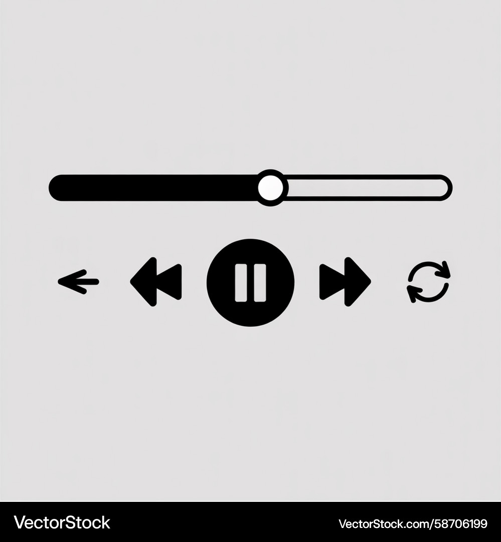 Media player controls with slider pause skip Vector Image