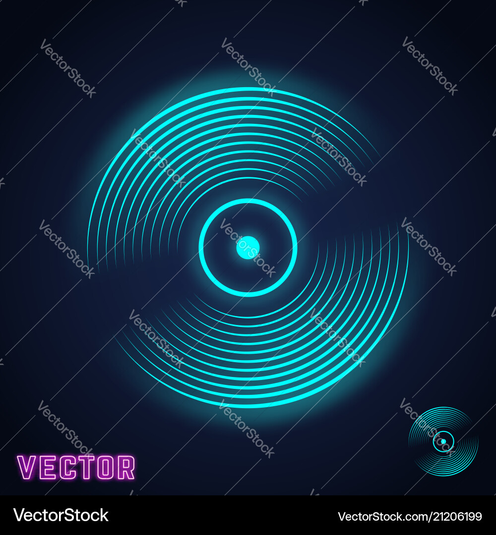 Neon Vinyl Record Icon Vector Image