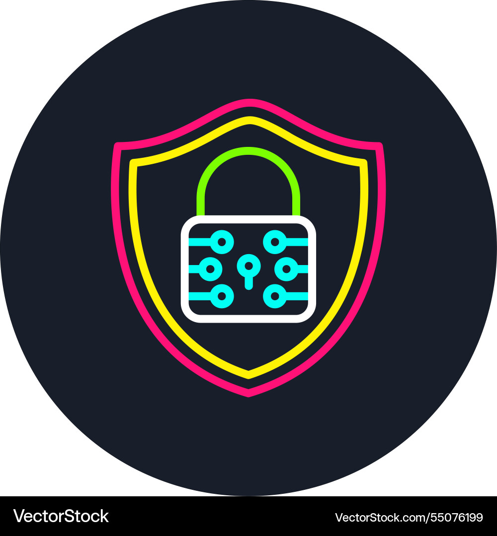 Security shield line multi color icon Vector Image