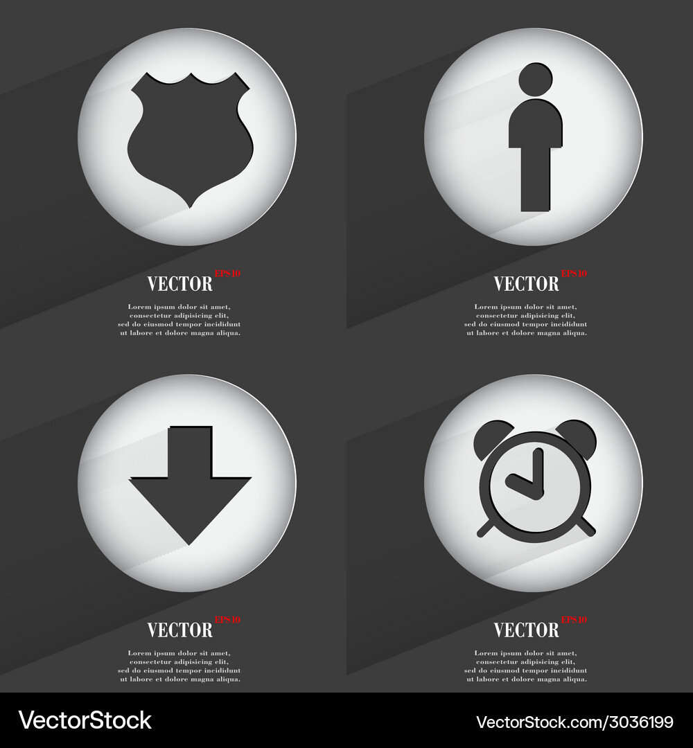 Set of trendy buttons icons with long shadow Vector Image