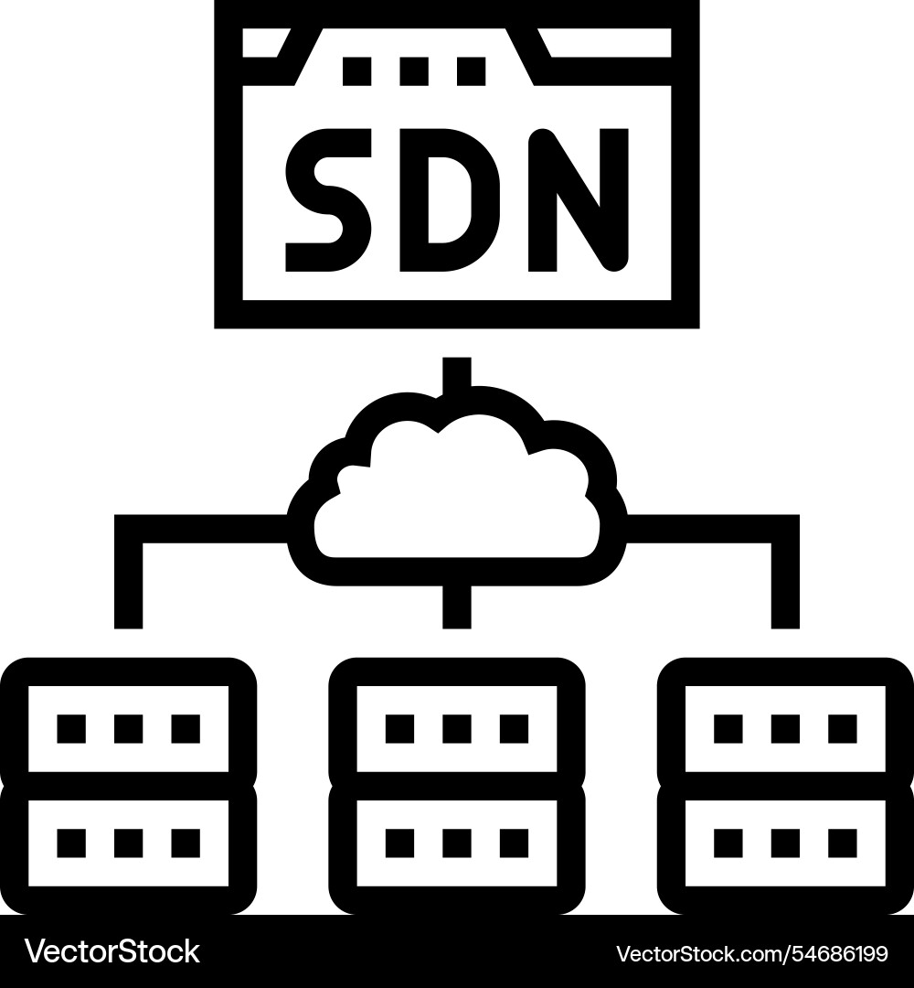 Software defined network data center line icon Software defined network data center line icon vector image