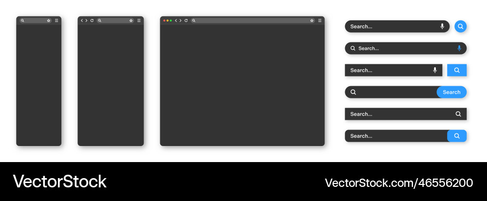 Blank internet browser window with various search Blank internet browser window with various search vector image