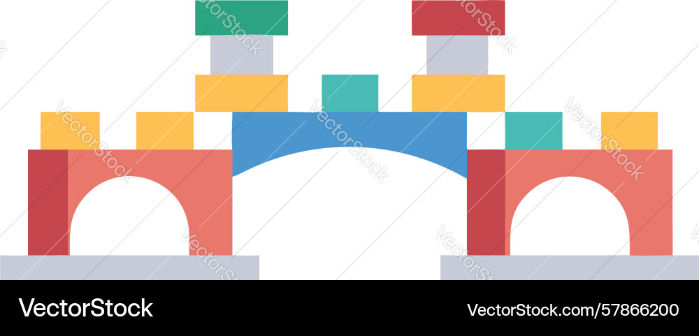 Complex building block bridge advanced play Vector Image