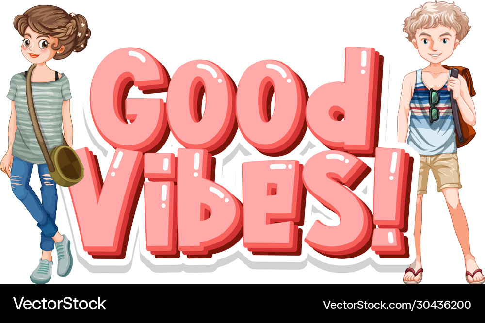 Font design for word good vibes with happy vector image