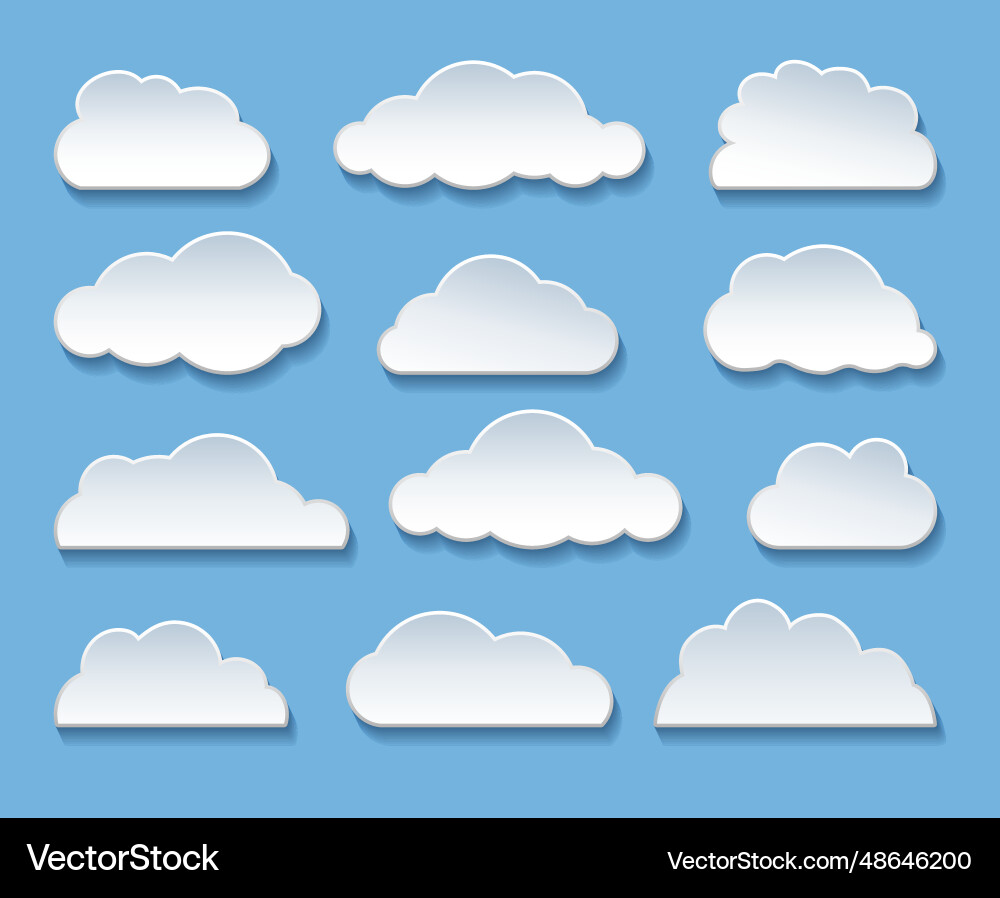 Paper 3d cloud collection vector image