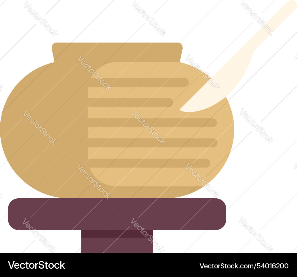 Potter using wooden modeling tool for smoothing Potter using wooden modeling tool for smoothing Vector Image