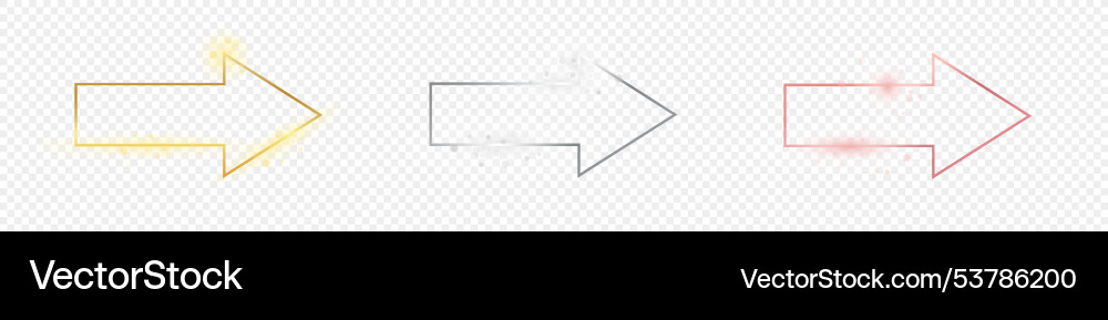 Set of three arrow shape frames Set of three arrow shape frames Vector Image