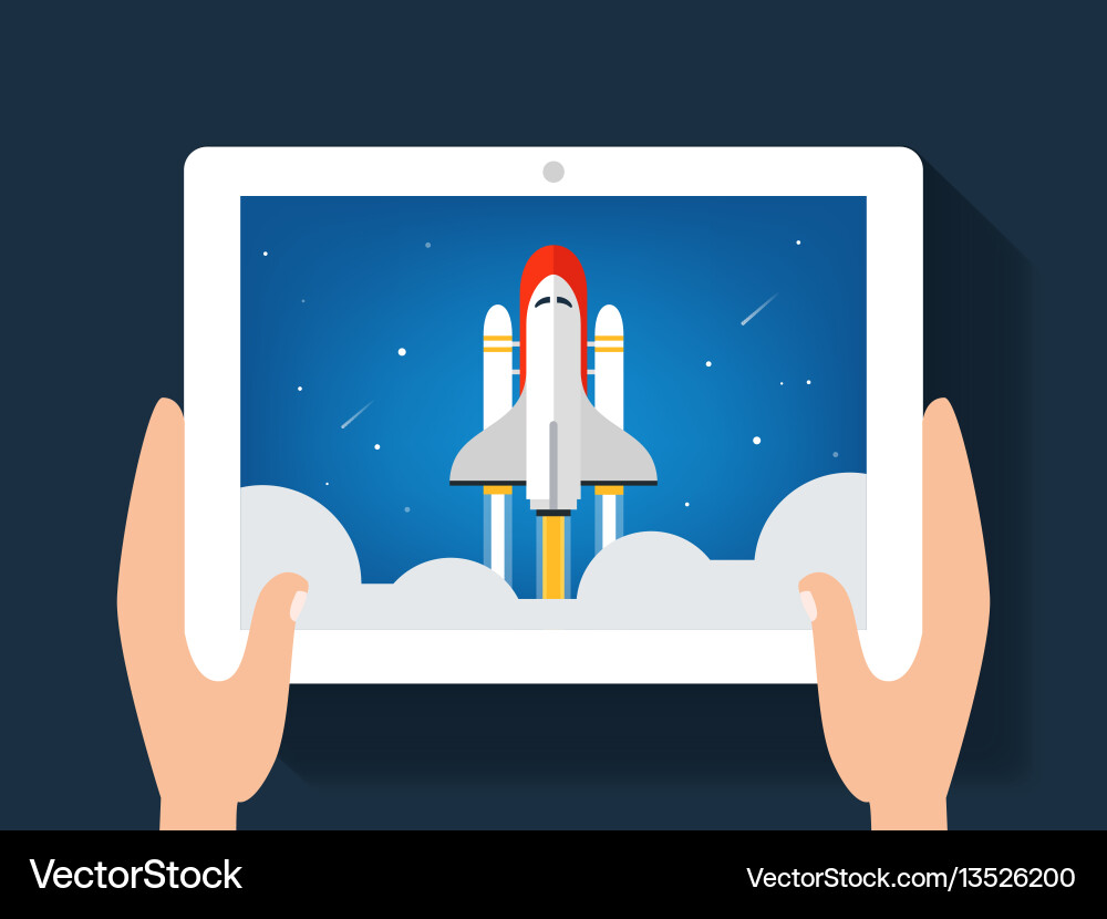 Spaceship or shuttle launch image on a digital vector image
