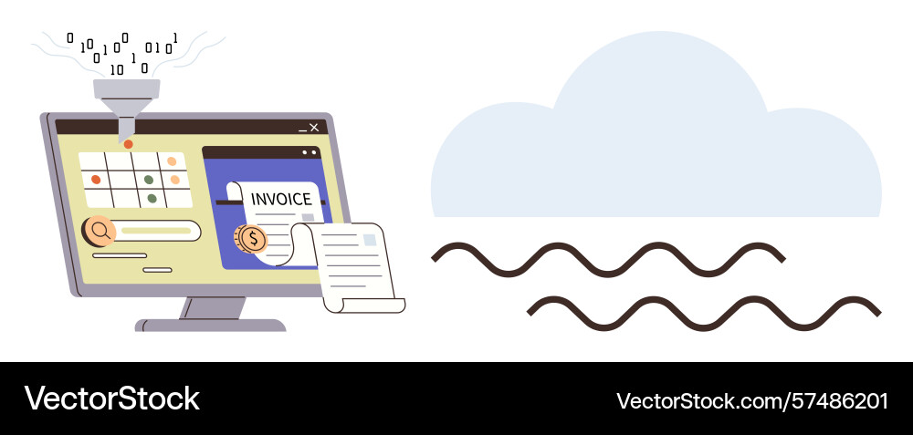 Automated cloud-based invoice management system vector image