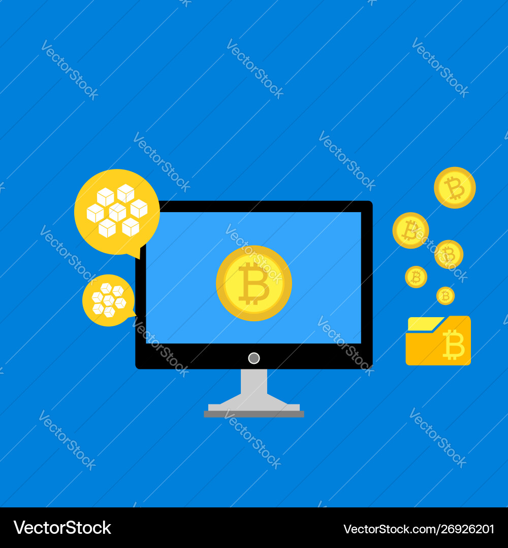 Blockchain scheme mining crypto currency server Vector Image