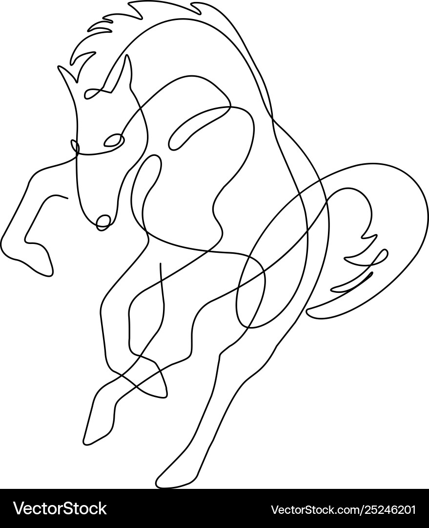 Horse kicksone line drawing continuous vector image