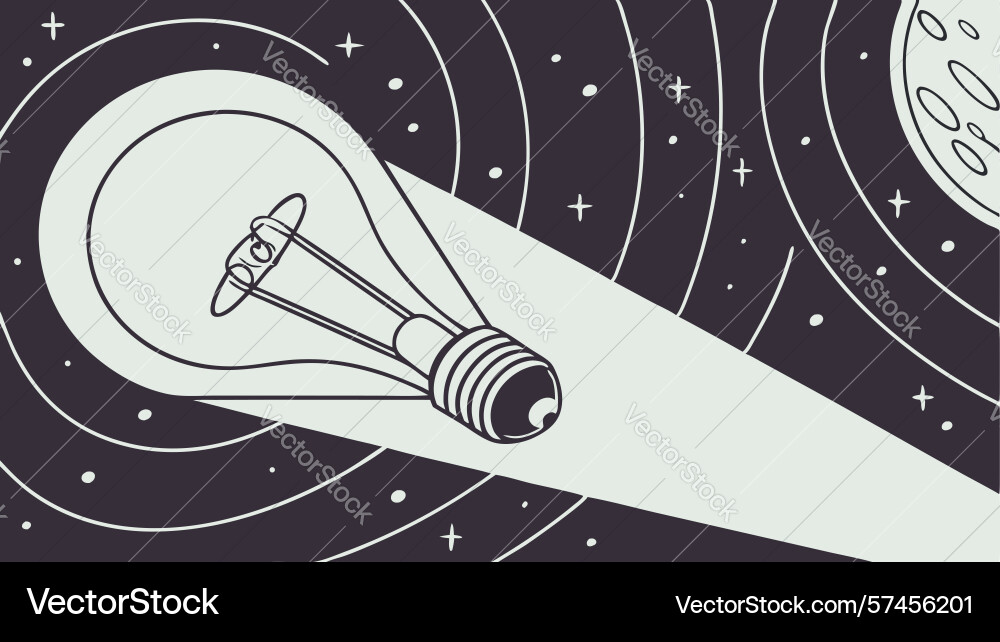 Lightbulb in abstract space minimalist idea vector image