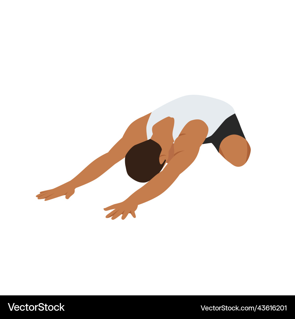 Man doing child pose variation exercise vector image