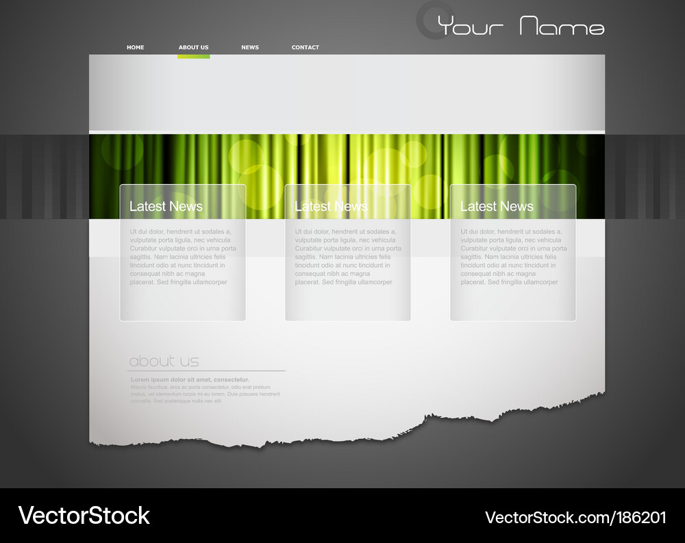 Modern Website Template with Orange Curtains Vector Image