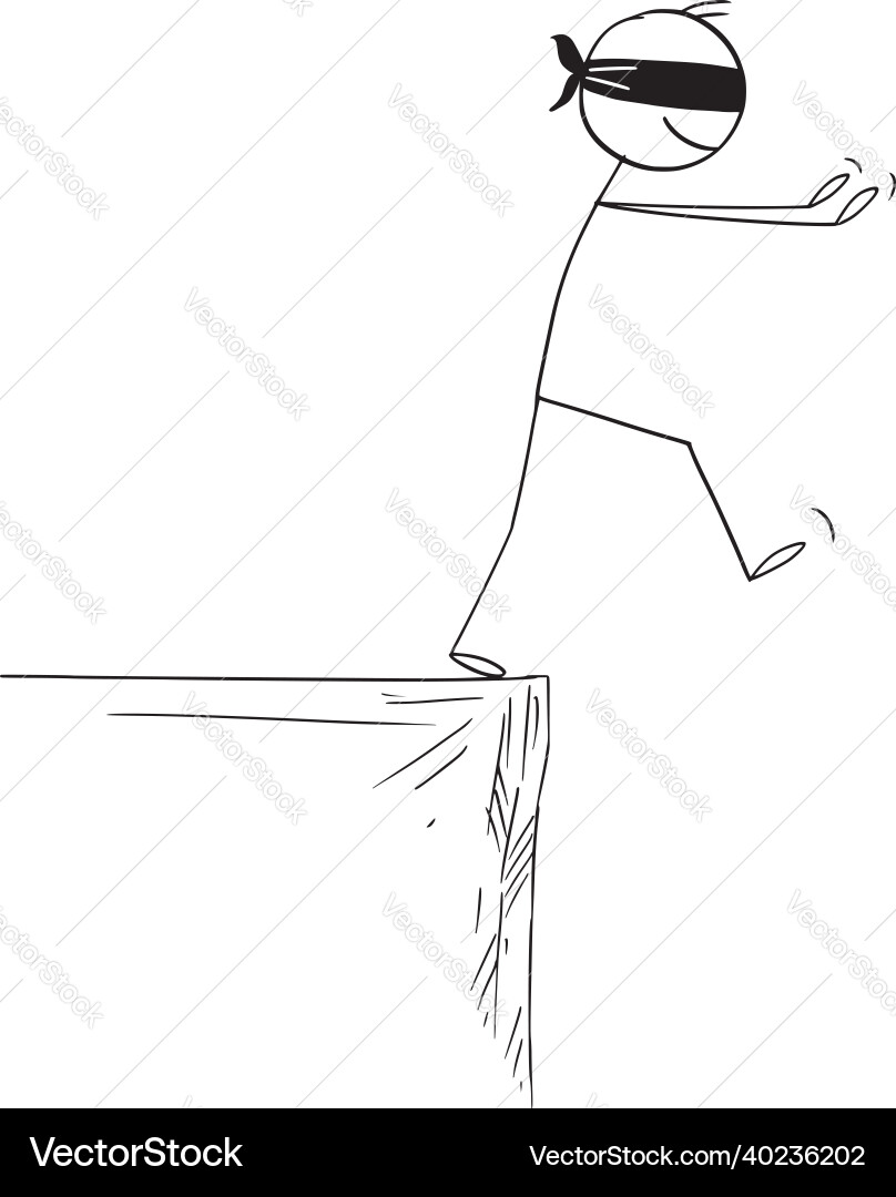 Blind person or businessman falling from vector image