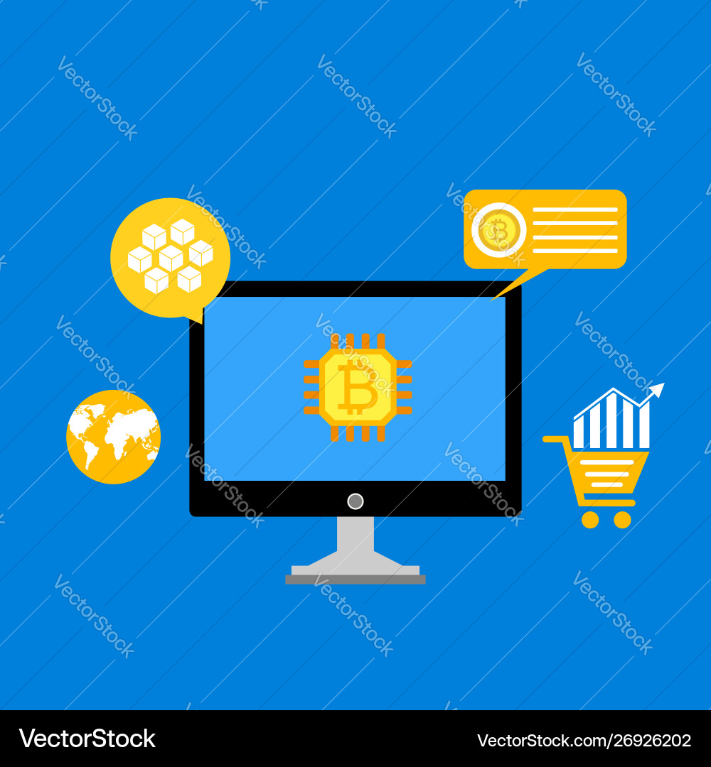 Blockchain scheme mining crypto currency server vector image