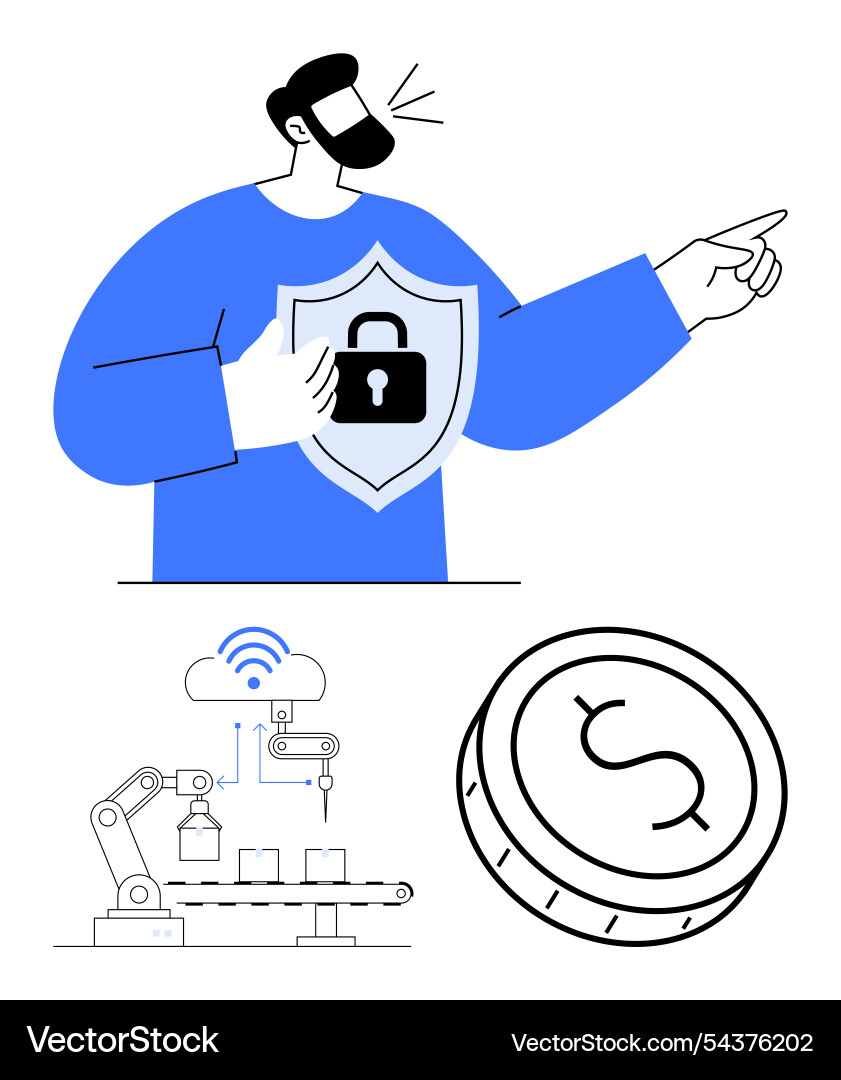 Cybersecurity professional with shield automated Cybersecurity professional with shield automated vector image