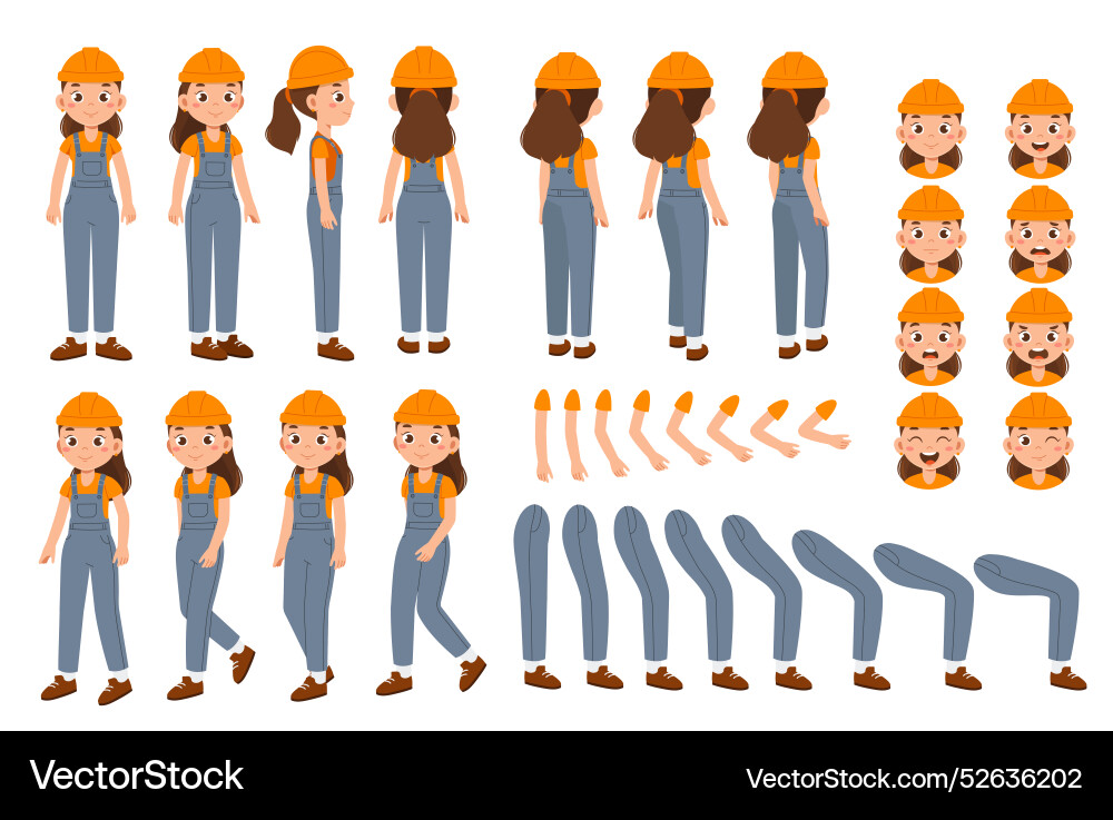 Female builder constructor happy woman in hardhat Vector Image