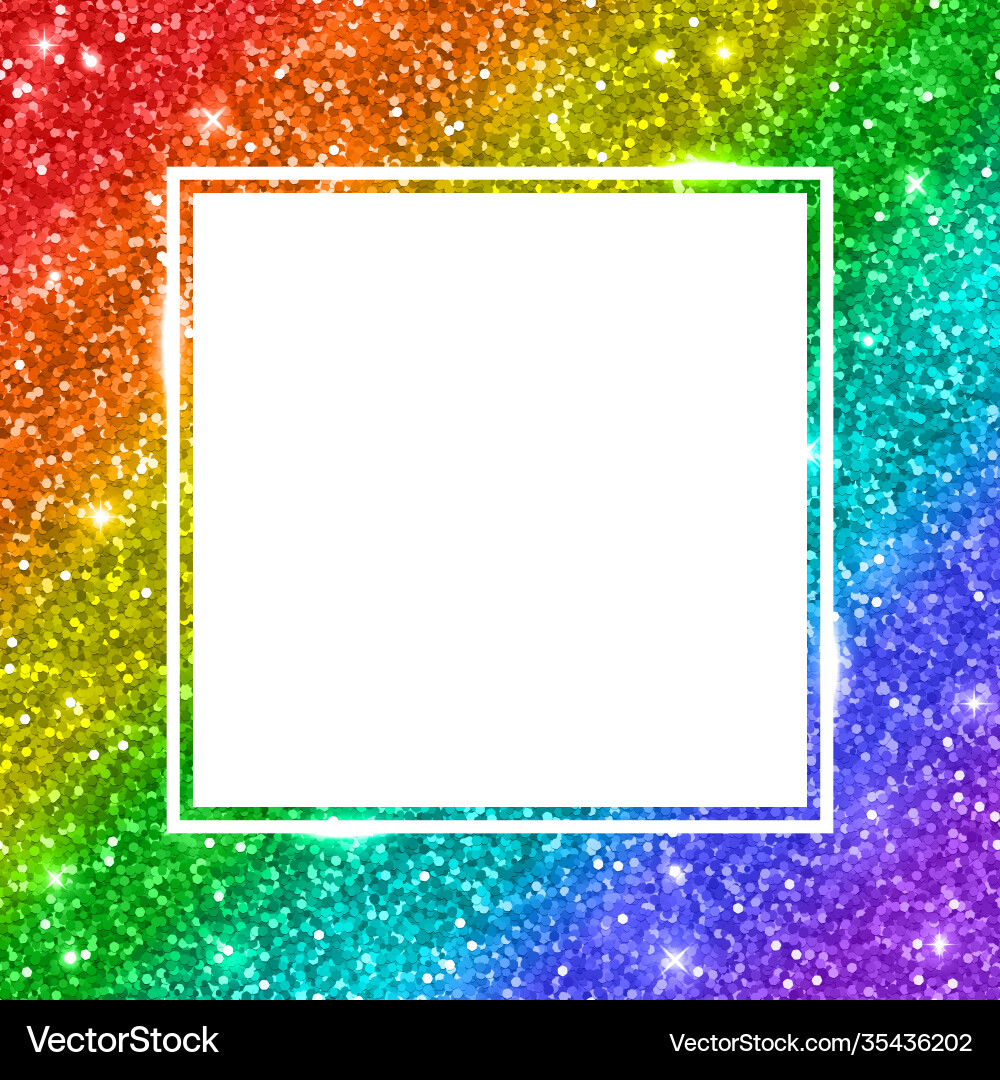 Rainbow glitter square frame diagonal stripes Rainbow glitter square frame diagonal stripes vector image