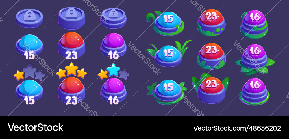 Set of game map indicator buttons Set of game map indicator buttons vector image