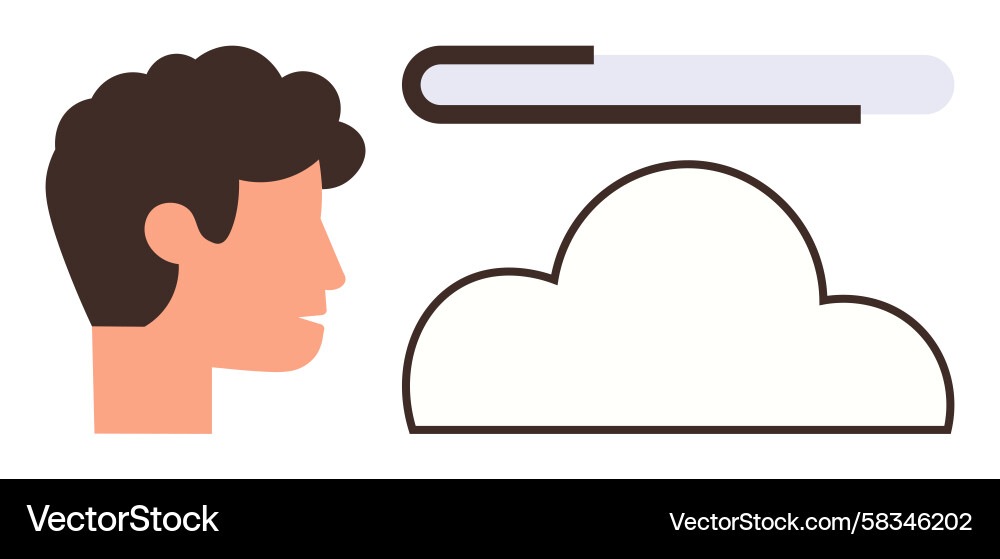 Thinking Person with Cloud and Loading Bar Vector Image