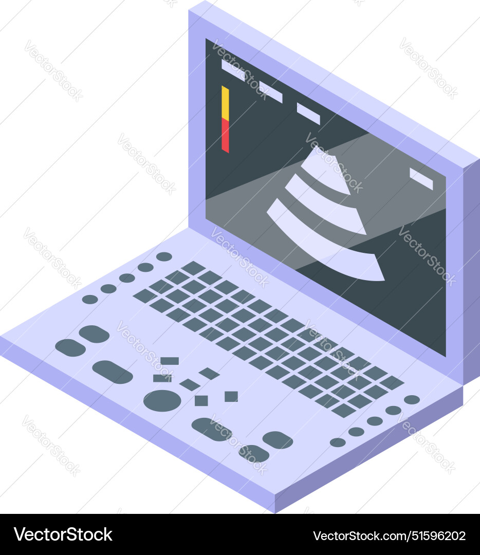 Ultrasound machine displaying image on screen Vector Image