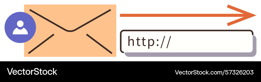 Email with profile link and forwarding arrow Email with profile link and forwarding arrow vector image