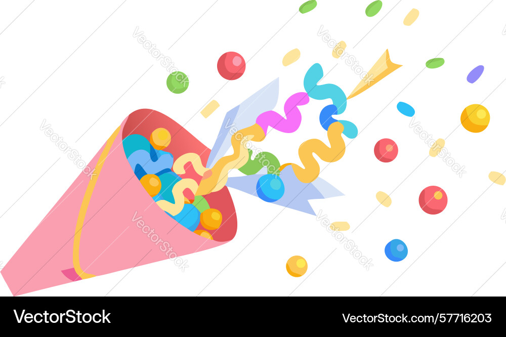 Festive confetti cone exploding with colorful Vector Image