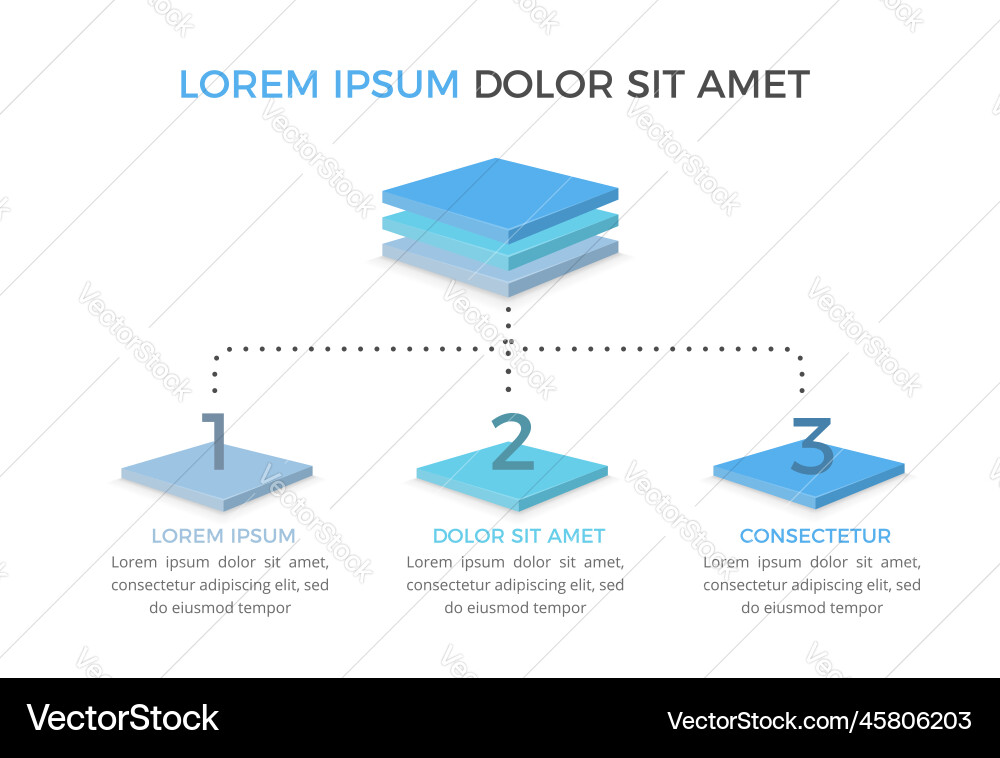 Flowchart with 3 elements vector image
