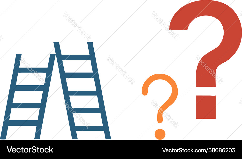 Ladder with question mark unknown path forward Vector Image