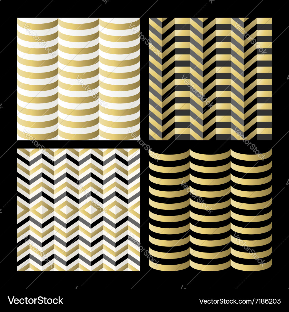 Seamless pattern set gold geometry abstract retro vector image