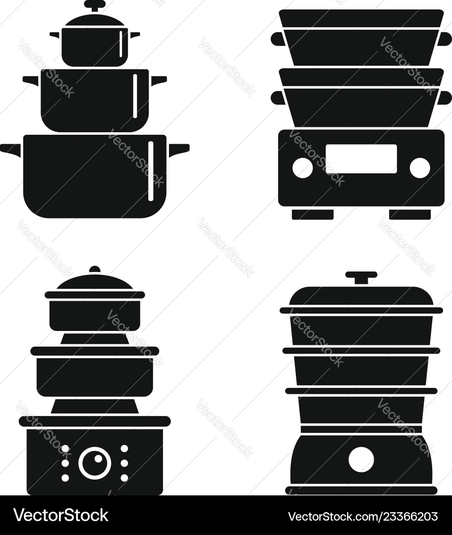 Steamer icon set simple style Steamer icon set simple style vector image