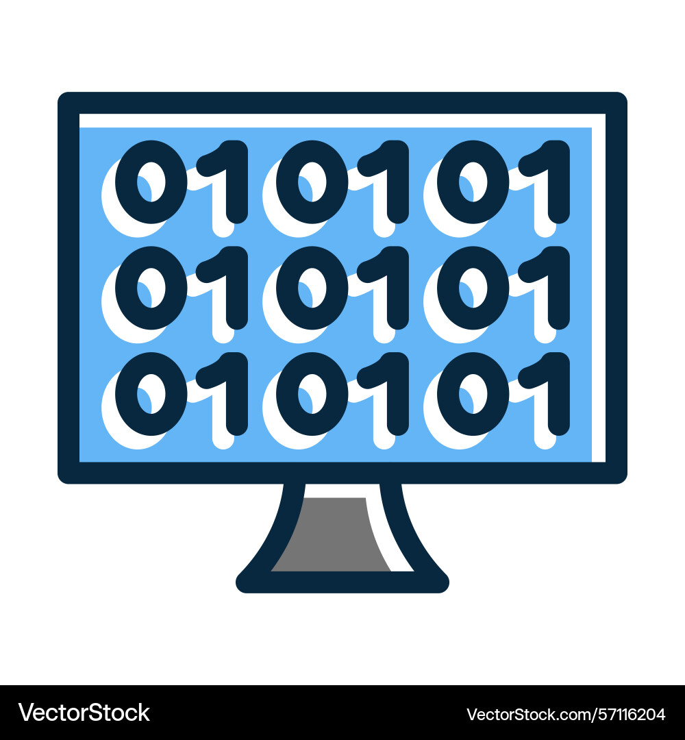 Binary code thick line filled dark colors icons vector image