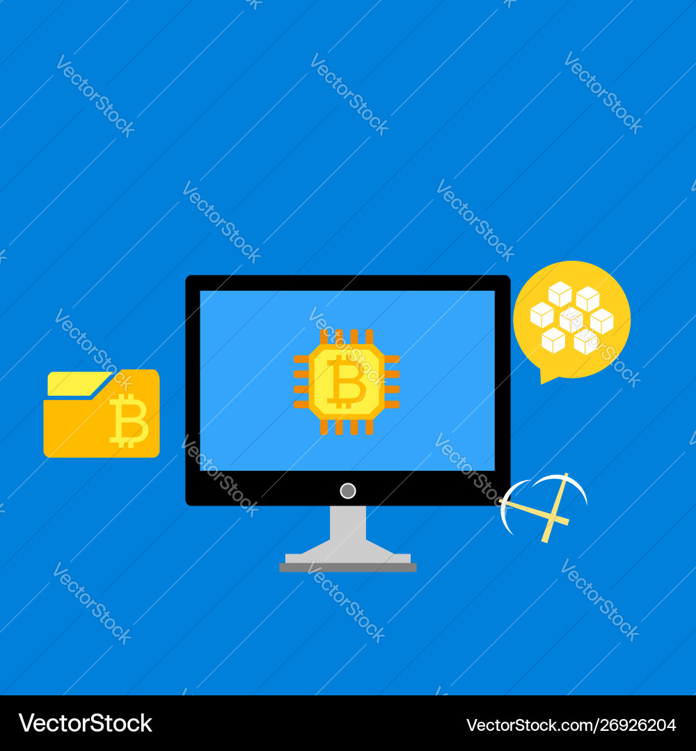 Blockchain scheme mining crypto currency server Blockchain scheme mining crypto currency server vector image