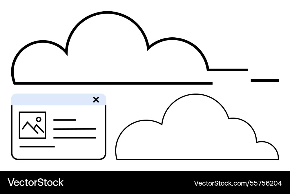 Cloud storage concept with minimal browser window Cloud storage concept with minimal browser window Vector Image