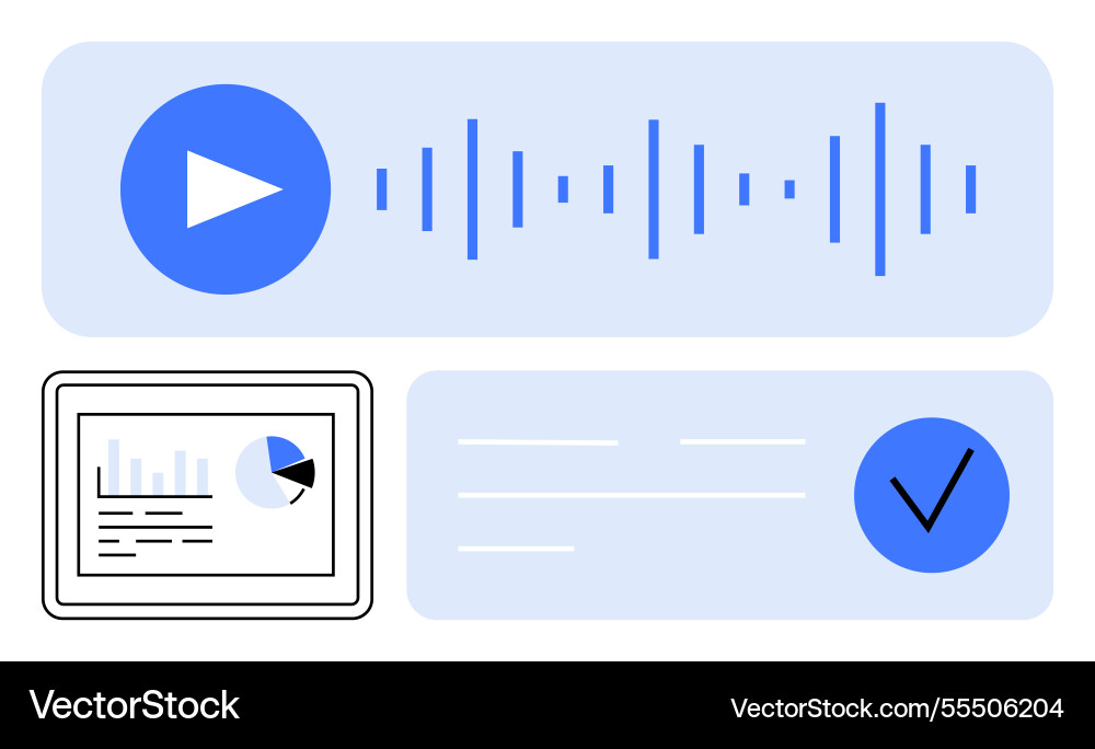 Digital media interface with audio playback graph Digital media interface with audio playback graph vector image