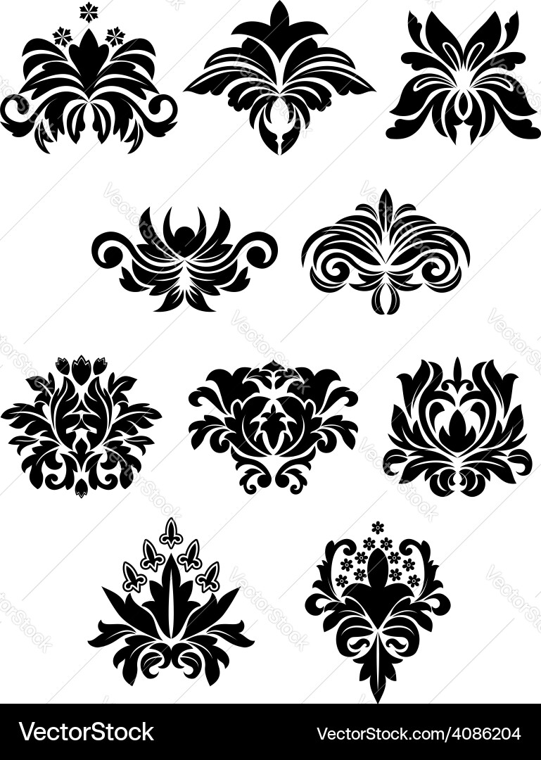 Floral design elements set Royalty Free Vector Image