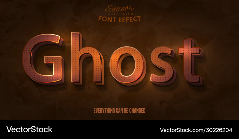 Ghost text 3d editable font effect Vector Image