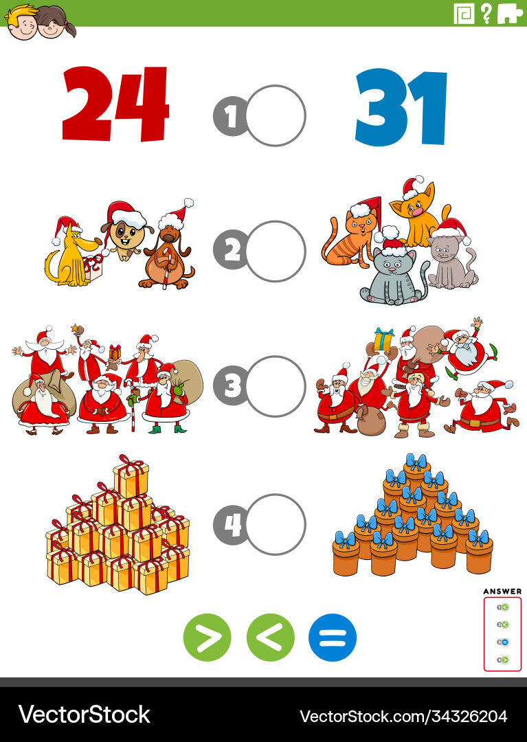 Greater Than, Less Than Math Game vector image