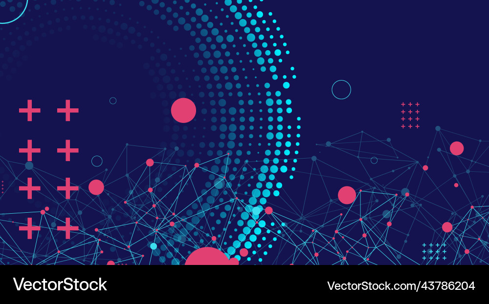 Halftone science background with connecting dots Halftone science background with connecting dots Vector Image
