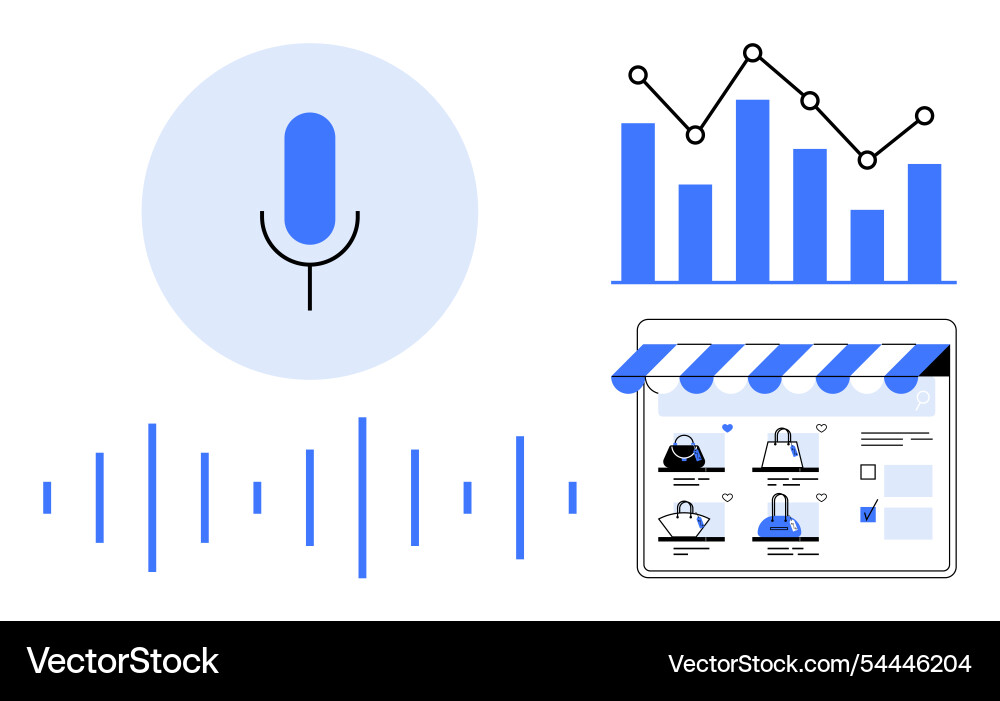 Microphone icon with sound waves bar graph Microphone icon with sound waves bar graph vector image