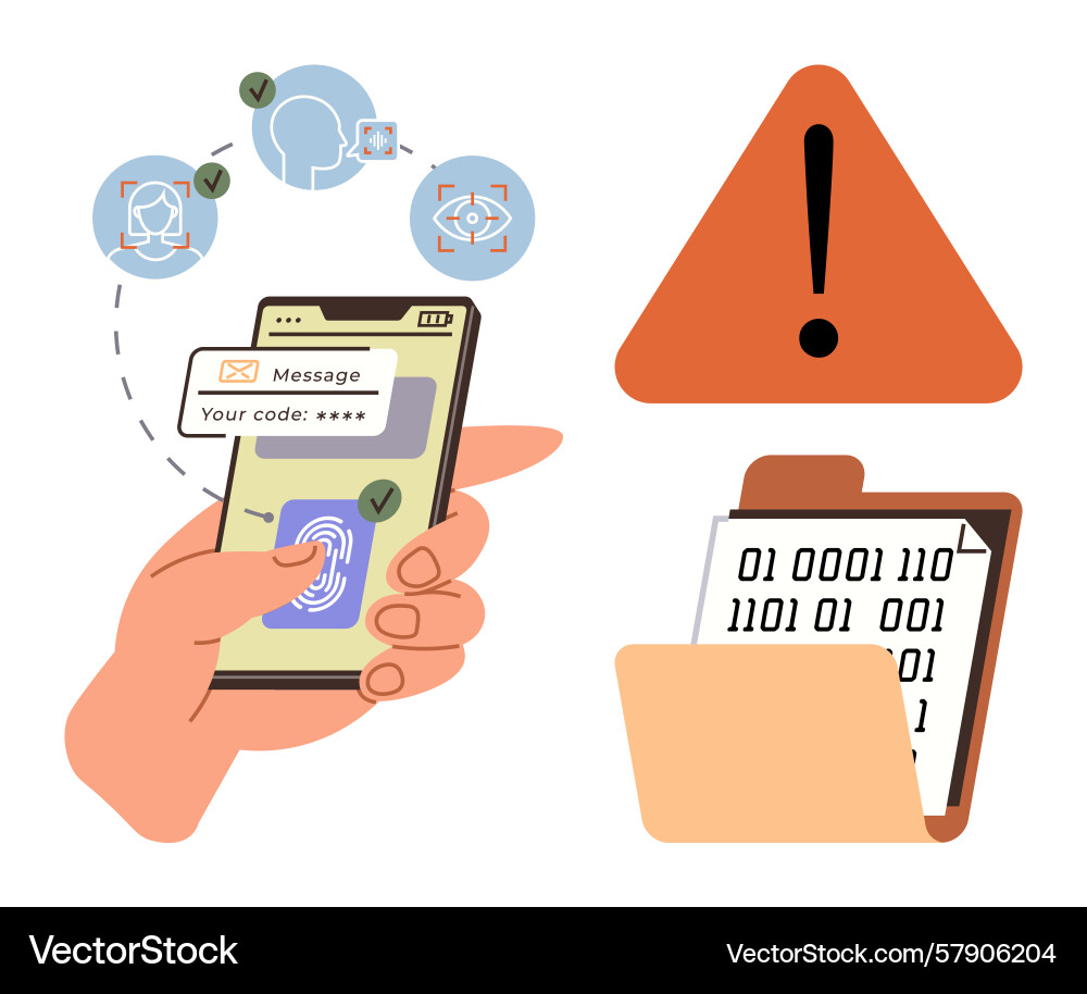 User authentication with biometric fingerprint vector image